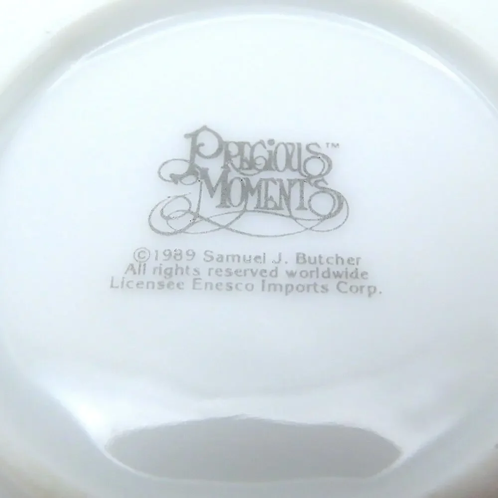 Vintage 1989 Precious Moments Miniature Tea Set Enesco Teapot Cup Saucer Stand